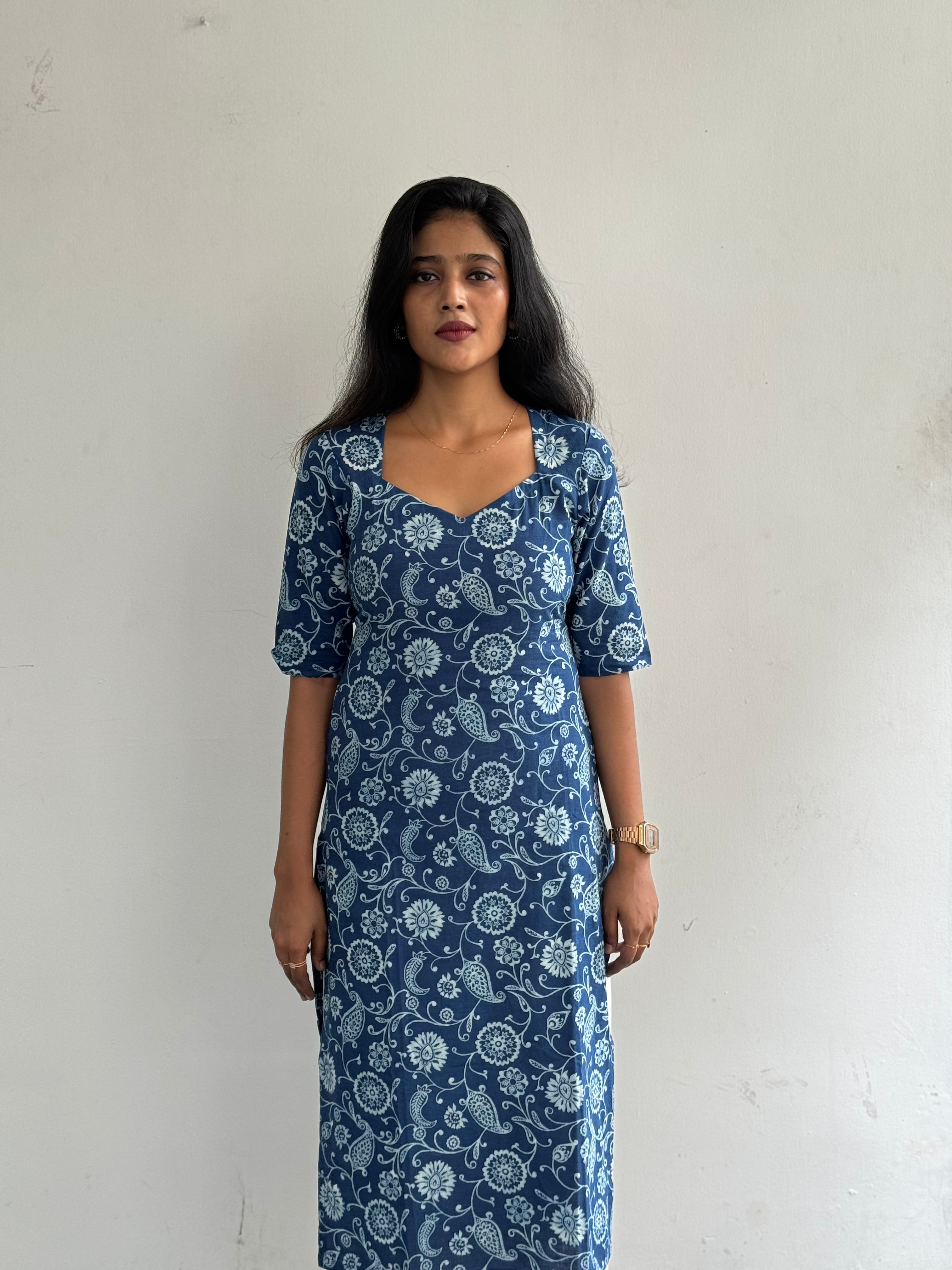 Indigo Paisley Floral Kurta