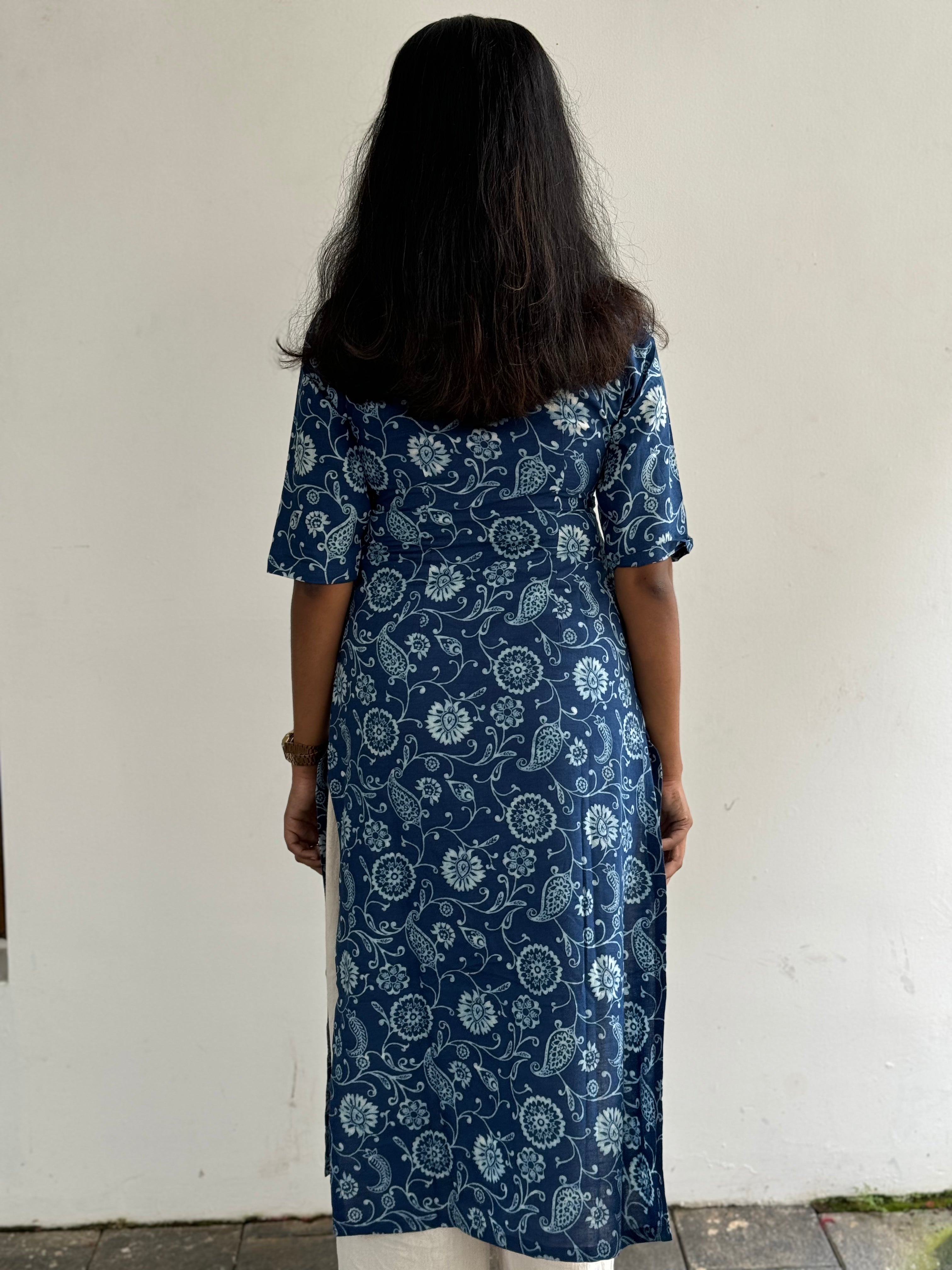 Indigo Paisley Floral Kurta