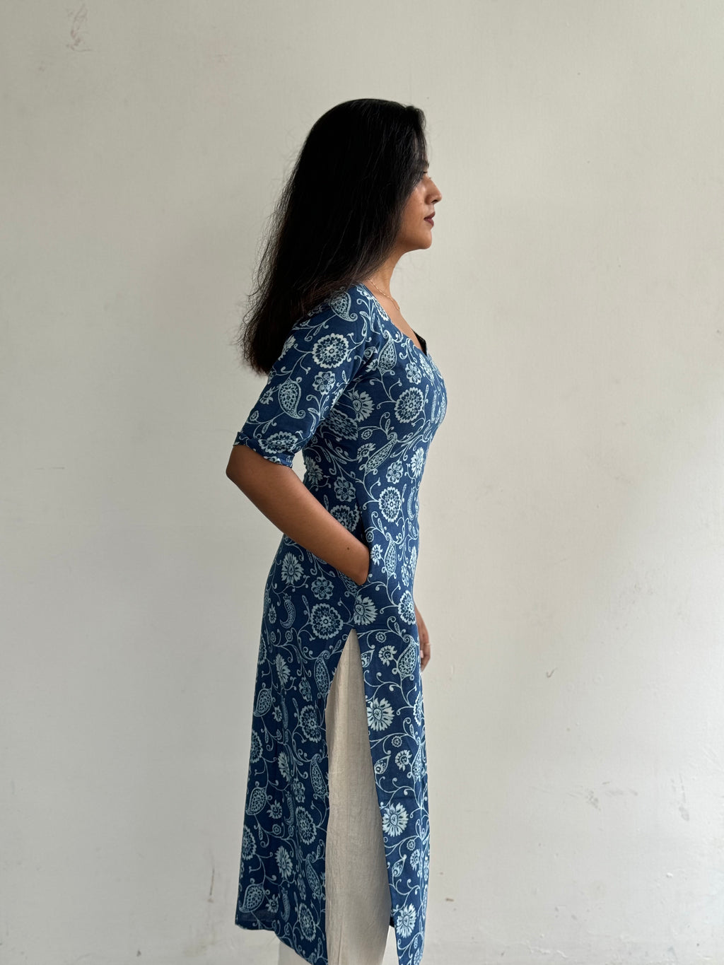 Indigo Paisley Floral Kurta